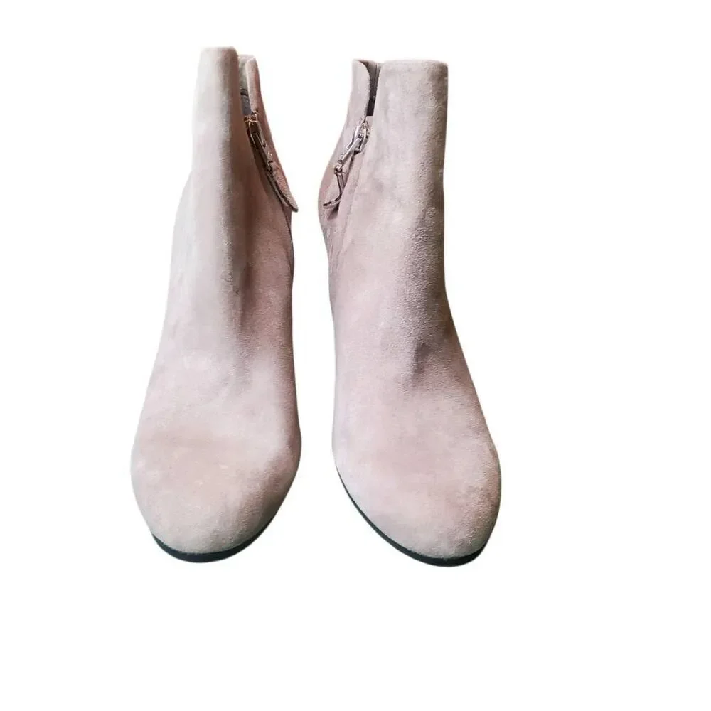 Sam Edelman Shelby Taupe Suede Ankle Booties Sz 9 Block Heel Zip NEW w/ Box